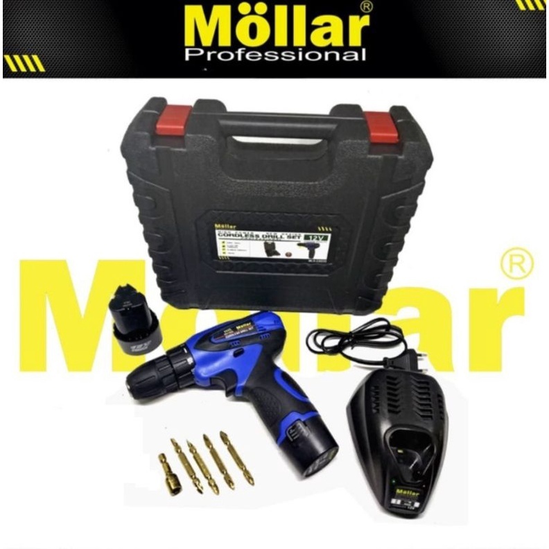 Mesin Bor Cas Charger 12V CDD35 Mollar - MOLLAR CDD35 Mesin Bor Cordless Drill Set Tanpa Kabel