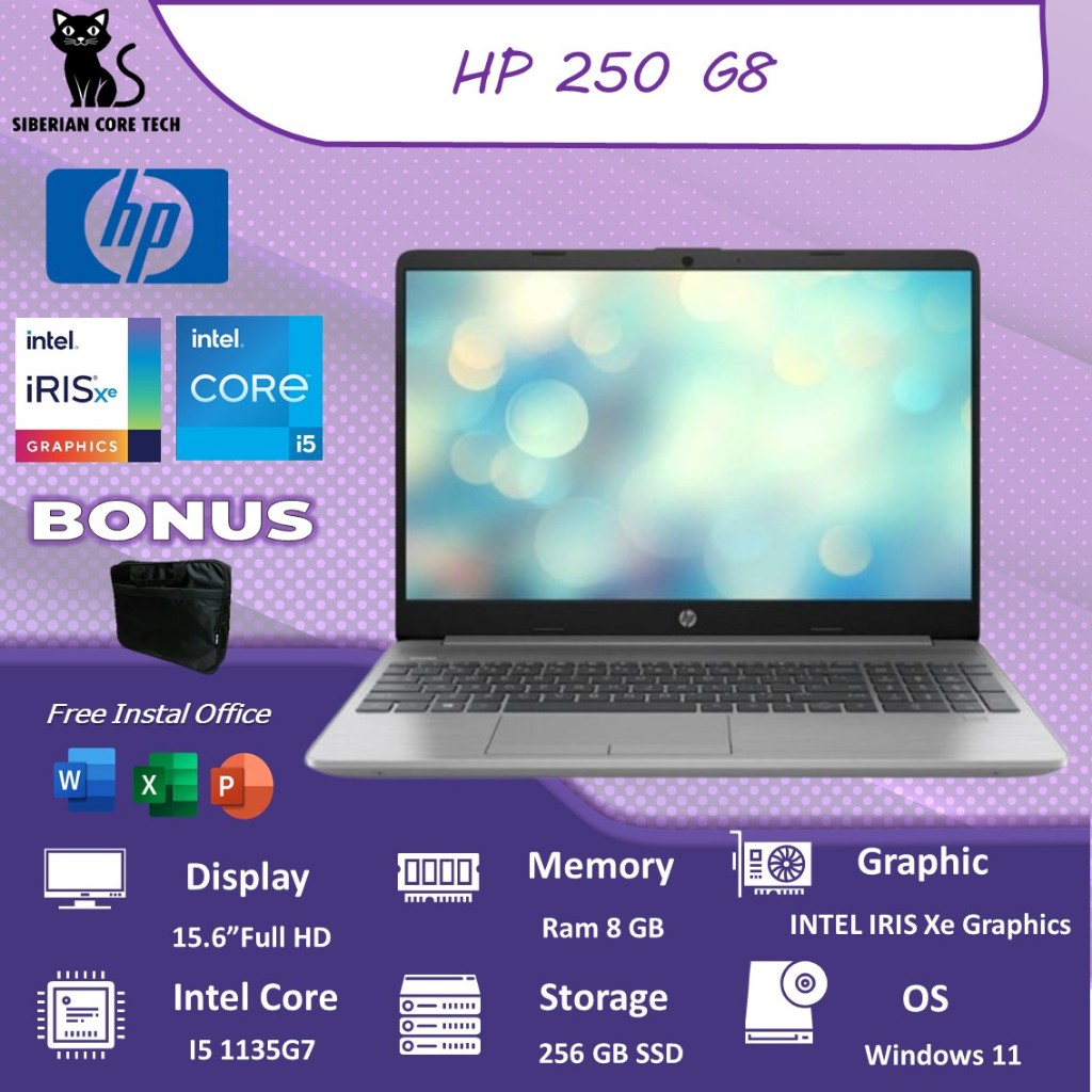 LAPTOP HP 250 G8 I5 1135G7 RAM 8GB 512SSD W11 15.6FHD