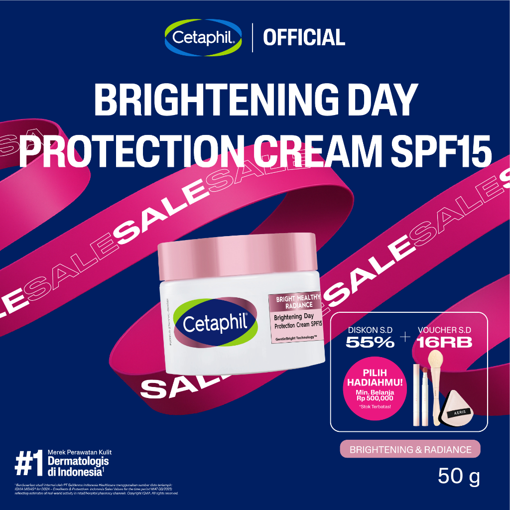Cetaphil Bright Healthy Radiance Day Protection Cream SPF15 50g dengan Glycerin, White Sea Daffodil 