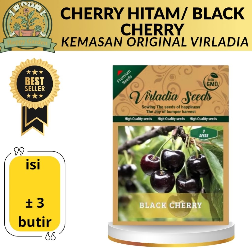 [HAPPY GARDEN]-KEMASAN PABRIK ORIGINAL VIRLADIA  -BIJI BENIH TANAMAN "TANAMAN BUAH CHERRY HITAM / BL