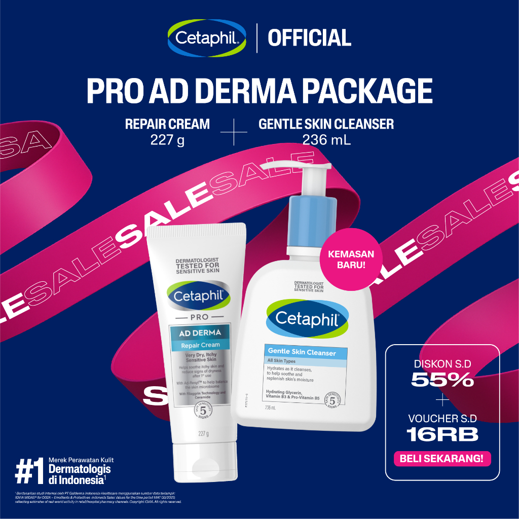 Cetaphil Gentle Skin Cleanser 250ML + Pro AD Derma Repair Cream 227G