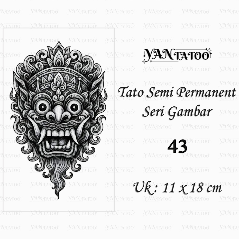 YanTatoo - Stiker Tato Semi Permanen Tahan Lama Uk 11x18cm Seri Gambar 43
