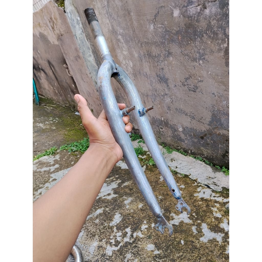 Fork Rigid Steertube 130 mm standar LAS NYISIT BAGUS untuk Sepeda MTB  jadul
