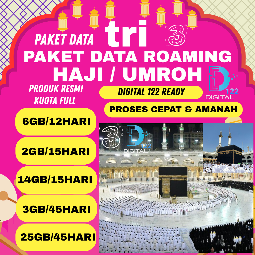 PROMO PAKET DATA TRI ROAMING HAJI & UMROH PROSES CEPAT  & AMANAH