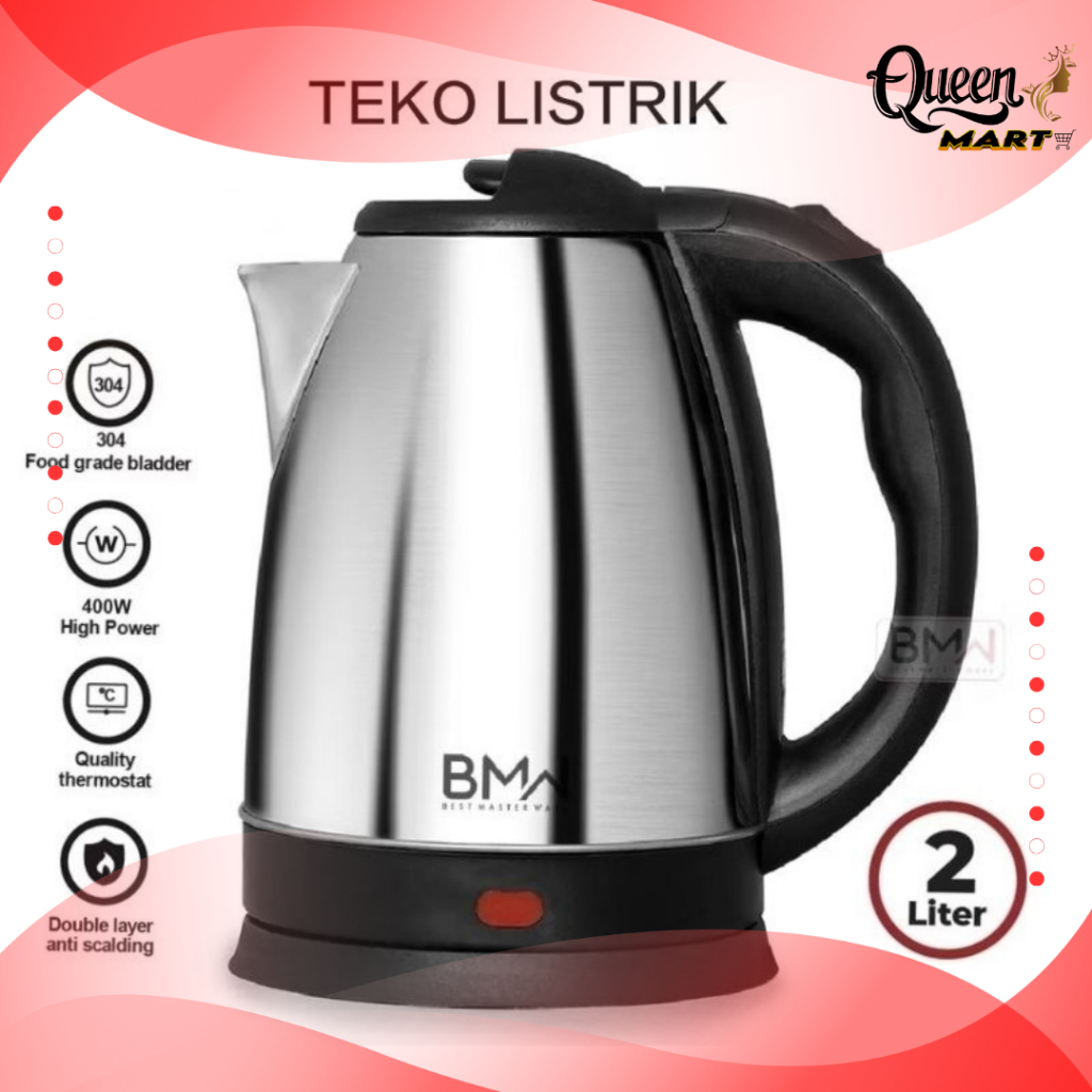 QM - Teko Listrik Air Minum Teko Electric Kapasitas 2L Stainless Steel Pemanas Air Kettle Besar