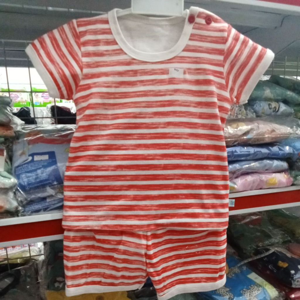 Fuku Sawa Sett Pendek Motif Salur/Garis-Garis(6-12m)