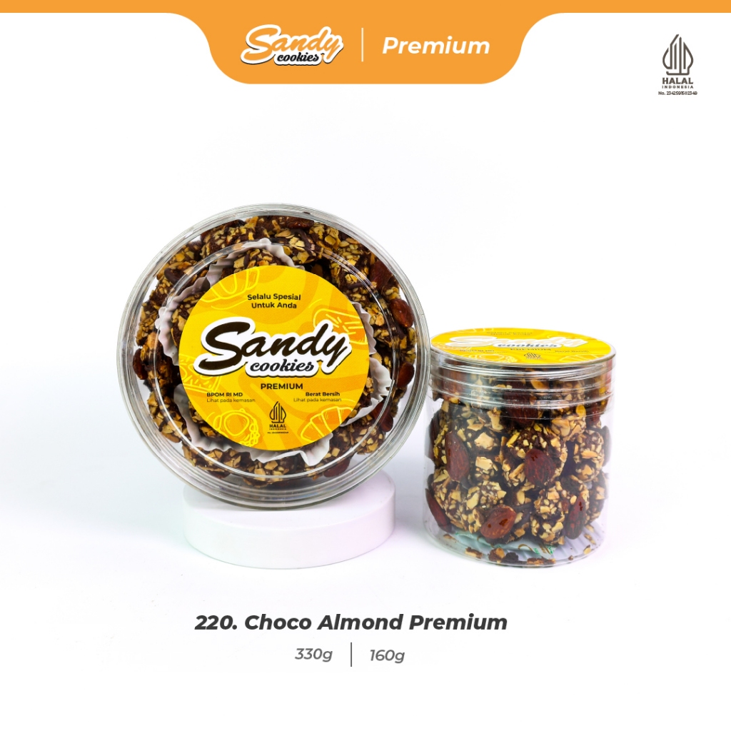 220. Choco Almond Premium - Kue Kering Sandy Cookies Premium