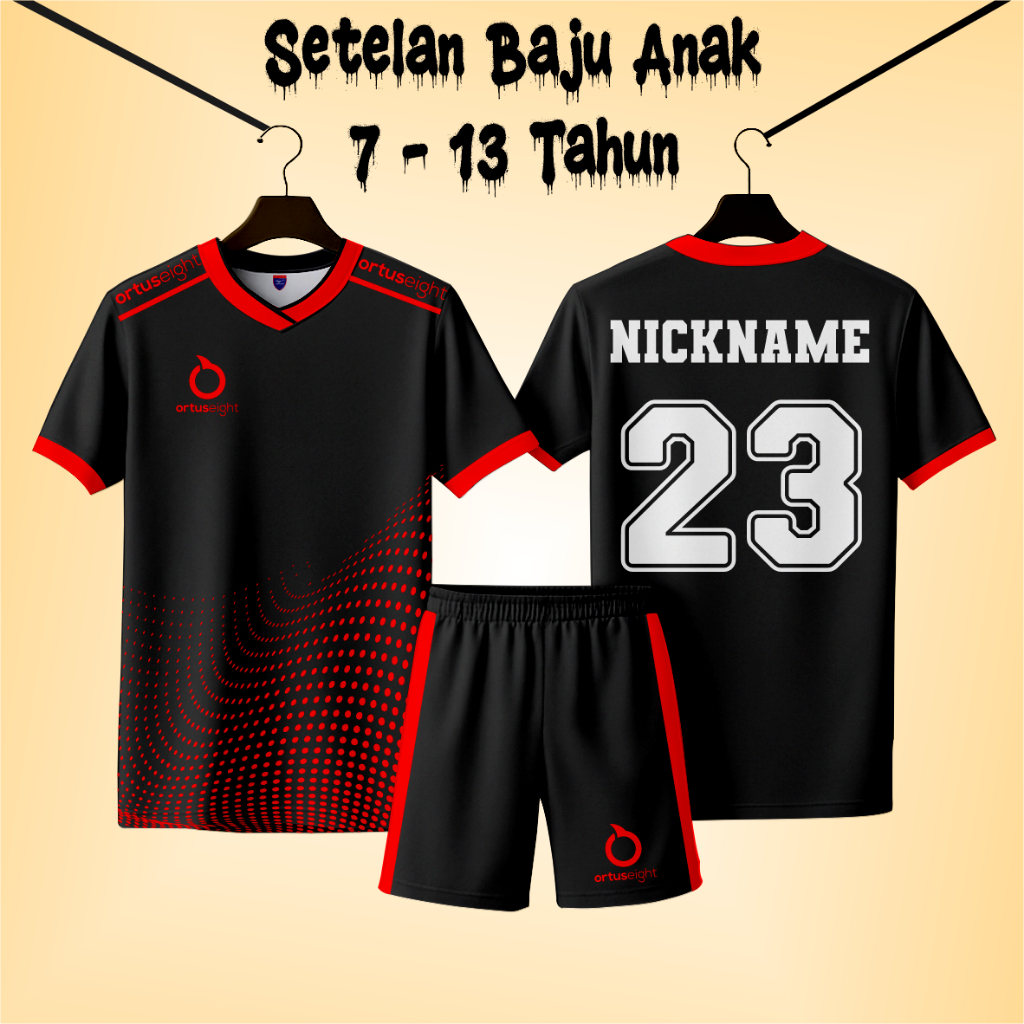 PASANG NAMA DAN NOMOR PUNGGGUNG Baju Bola 5-13 Tahun Jersey Futsal Custom Jersey Bola jersey volly B