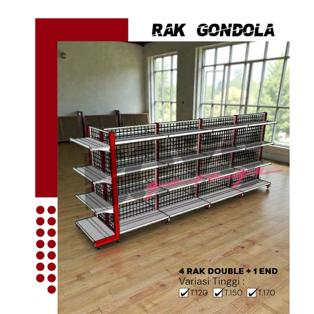 Rak Minimarket 5 Paket Hemat - 5 Susun , 5 Rak minimarket Double 1 Starting - 3 Jointing & 1 Rak END