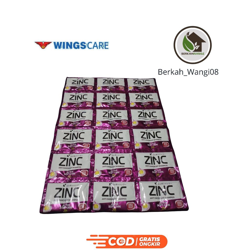 Zinc Shampoo Active Soft Care double sachet 10ml (1 renteng 12 sachet= isi 24pcs)