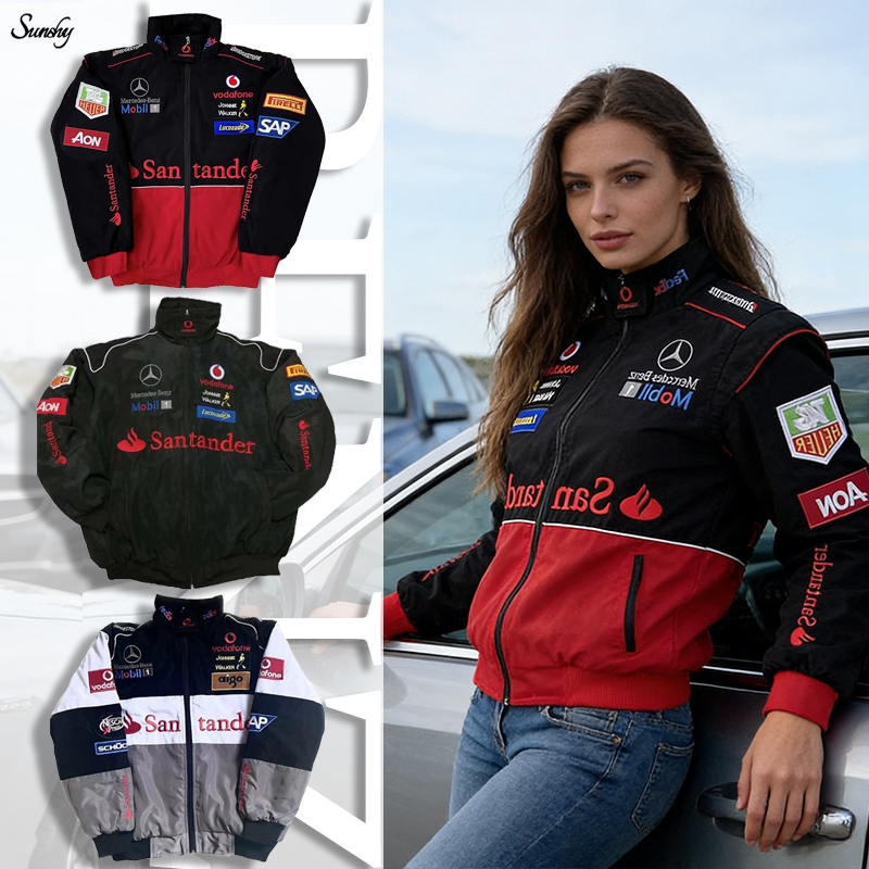 SUNSHY Mercedes Benz F1 Bordir Jaket Olahraga Wanita With Outdoor Waterproof Lengan Panjang Premium 