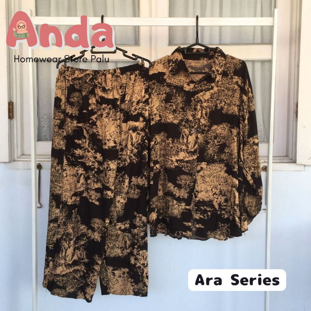 PIYAMA JUMBO SETELAN SETCEL LENGAN PANJANG WANITA LD 130 140  ARA SERIES