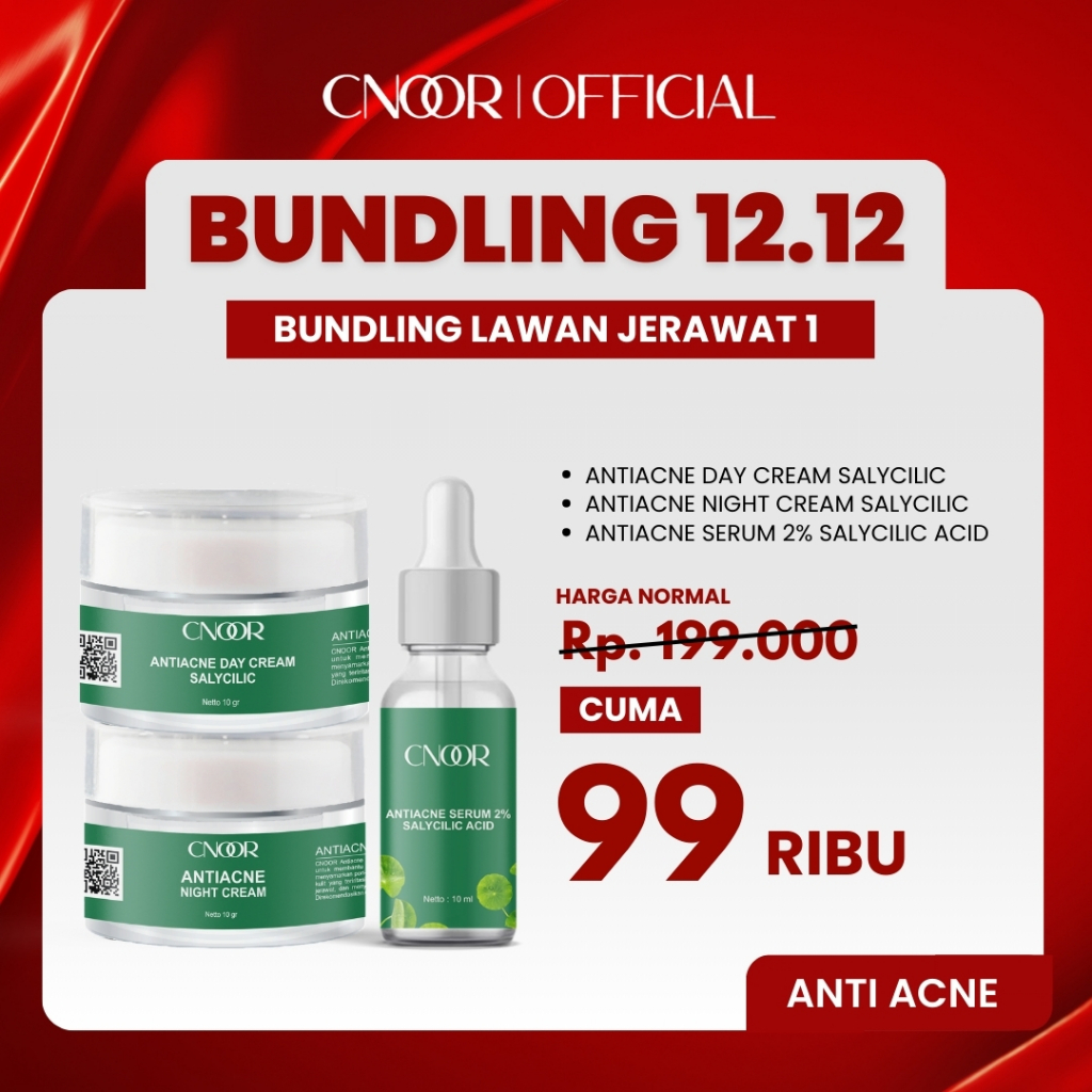 Paket Bundling Anti Acne 3 in 1 CNOOR - Skincare Jerawat Anti Acne BPOM Sepaket