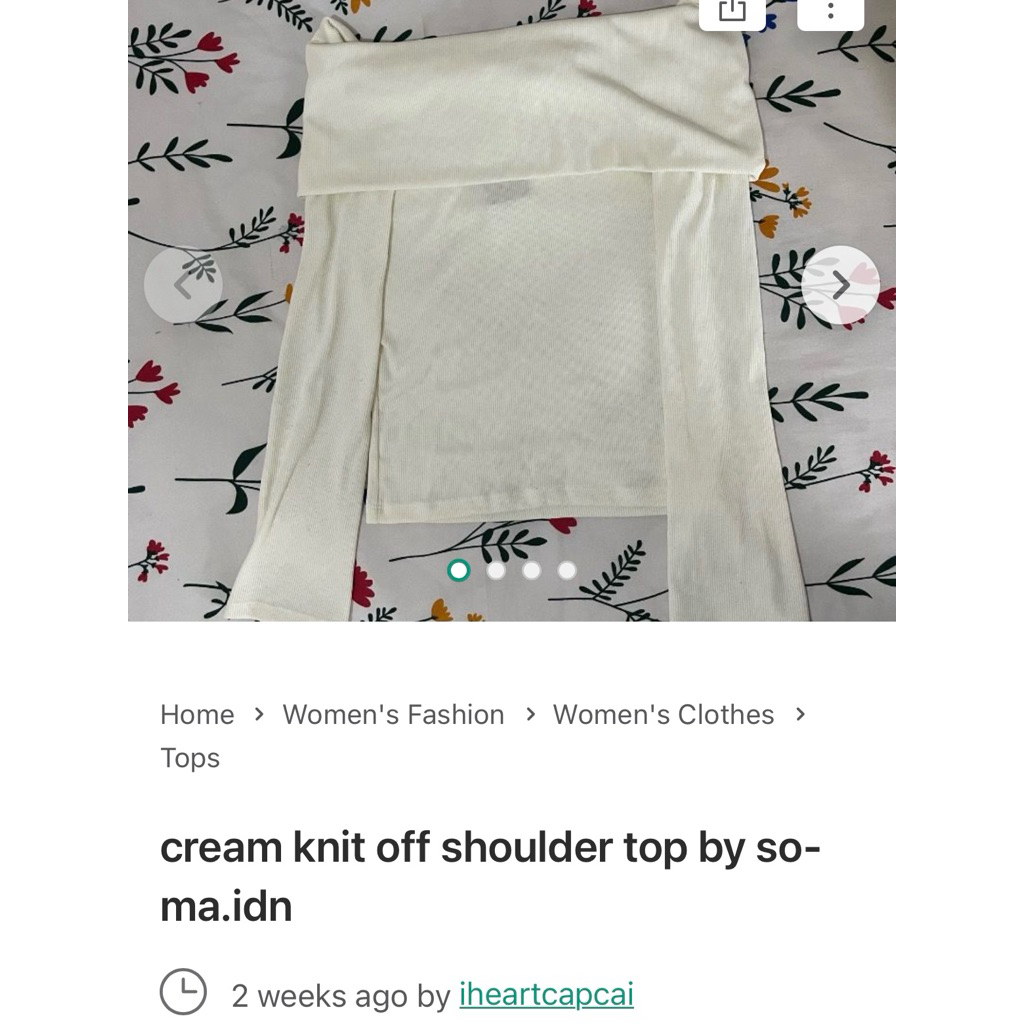 cream knit off shoulder top