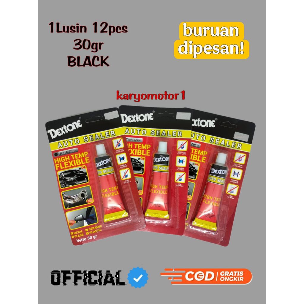 dextone Sealer black lem packing, lem perpak motor mobil