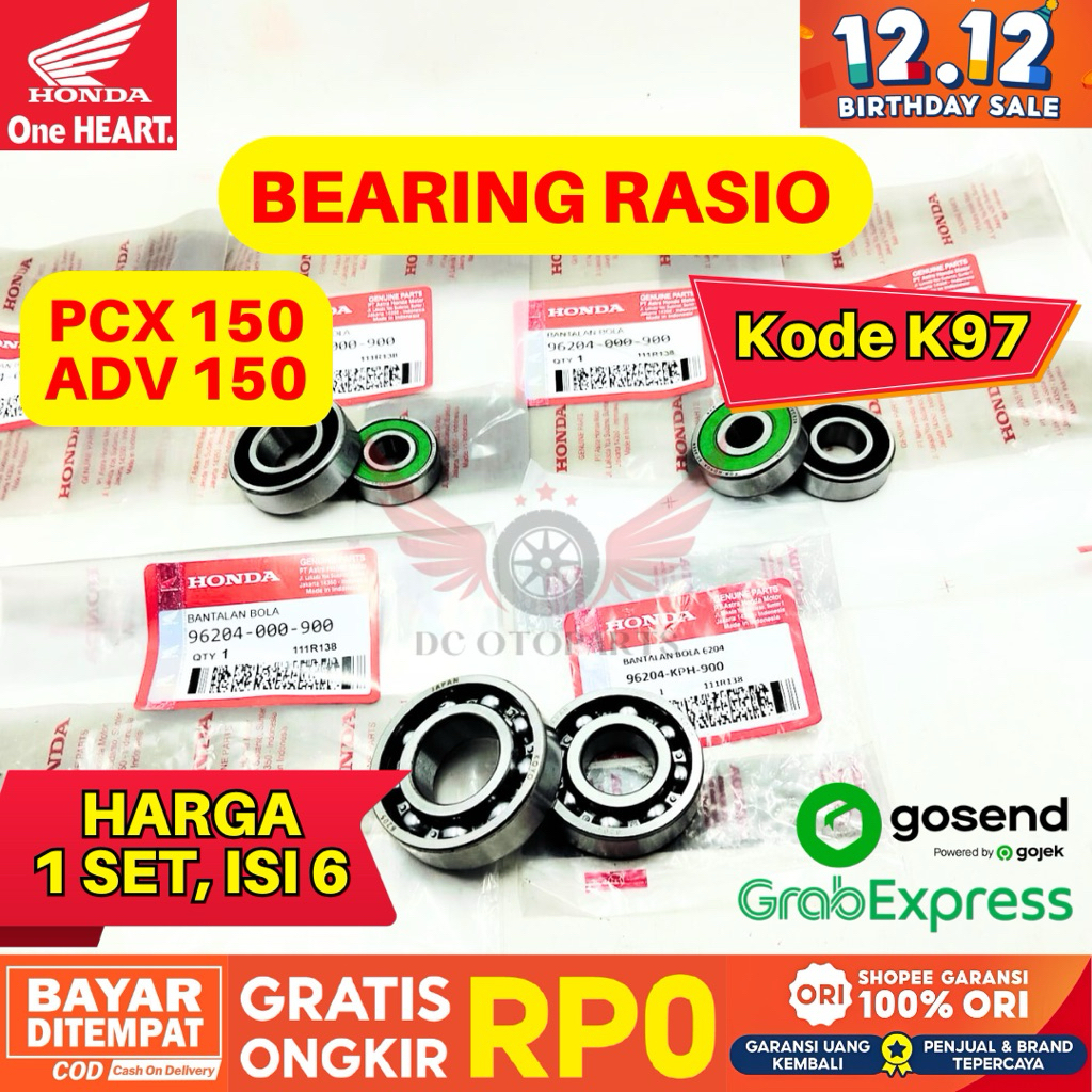 K97 BEARING RASIO ADV 150 ORIGINAL AHM HONDA, BEARING GIGI RASIO ORIGINAL PCX 150, BEARING RASIO PCX