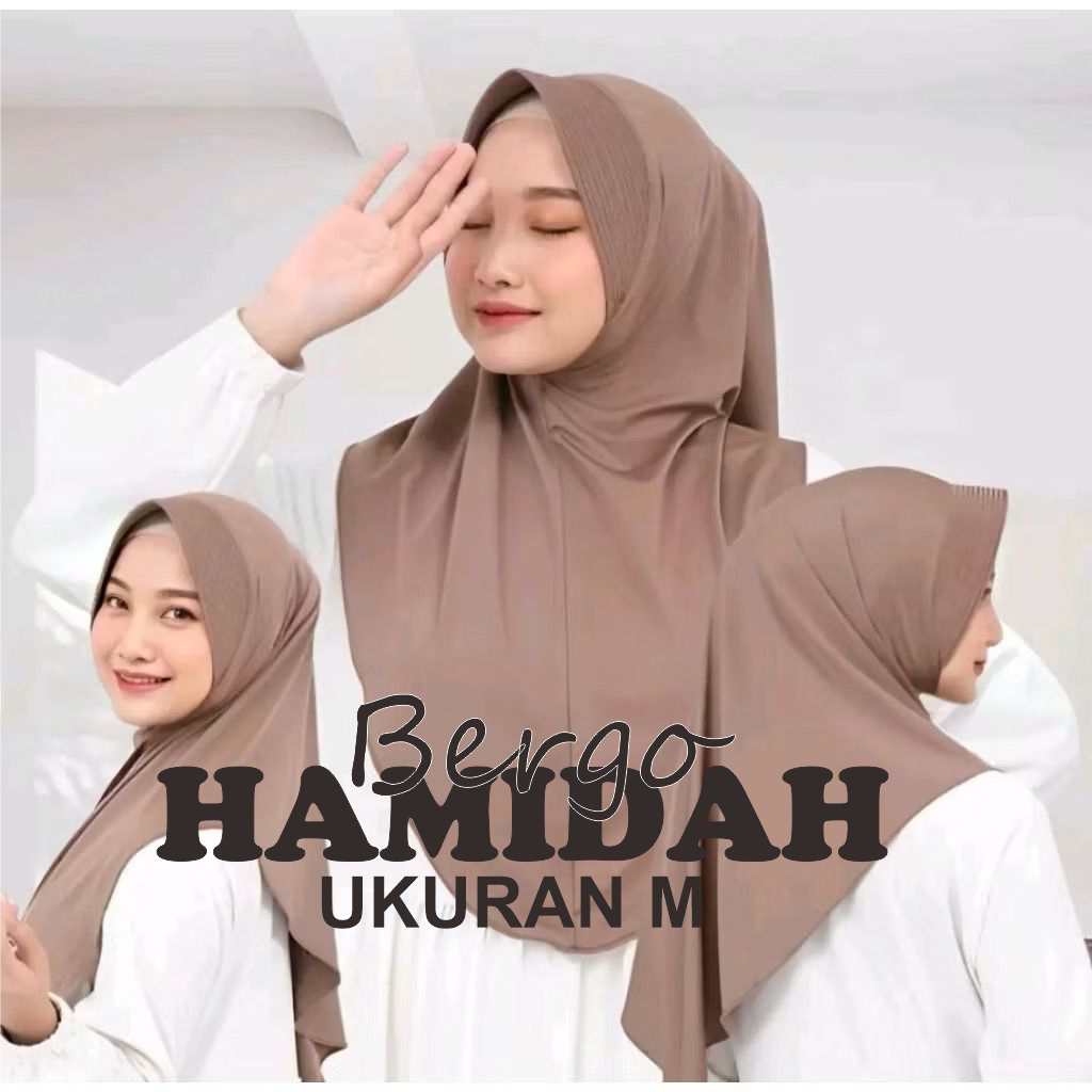 NIKA - Jilbab Bergo Hamidah Ukuran M Menutup Dada Jilbab sport Hijab Jersey Korean