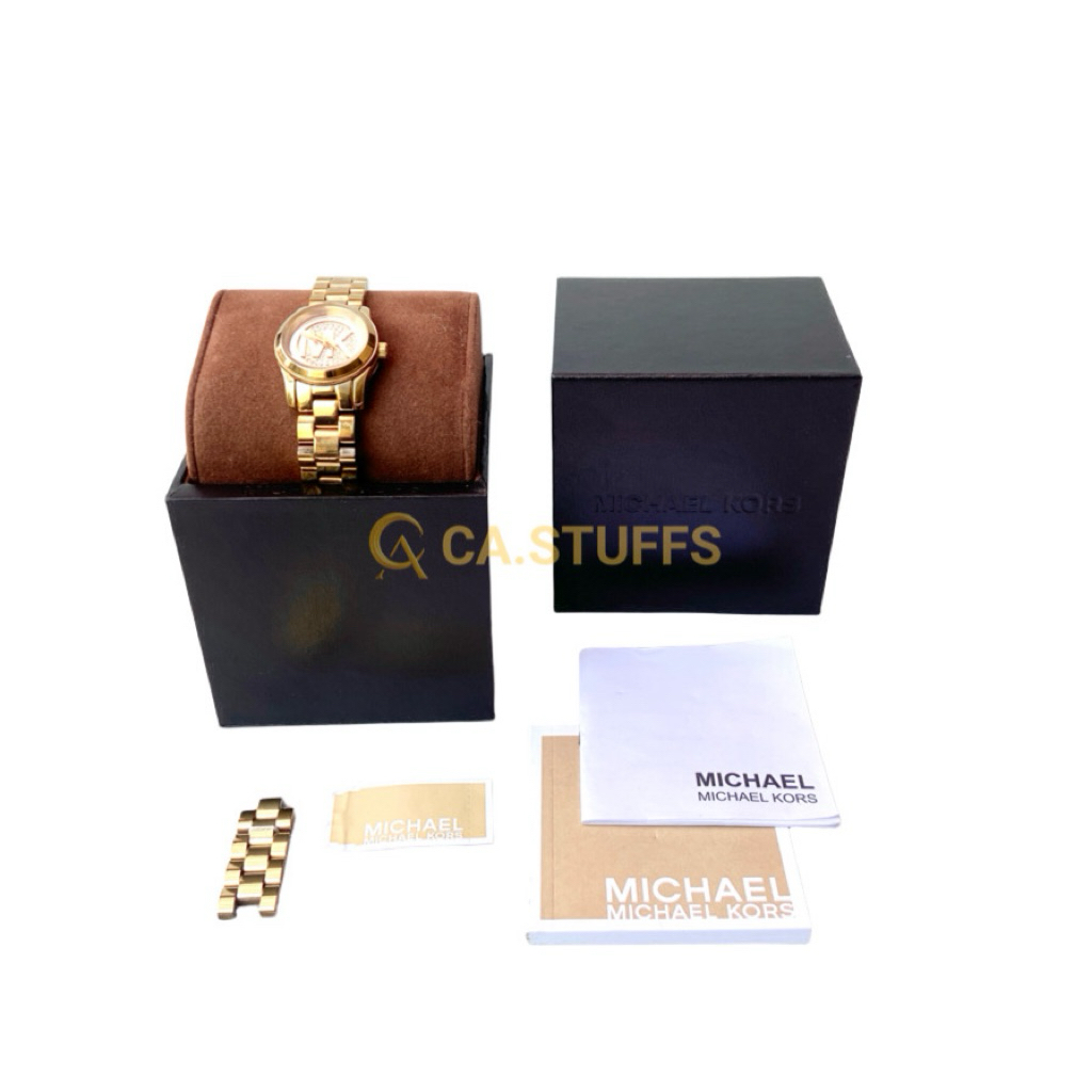 Preloved Michael Kors MK Petite Runway Gold Tone Stainless Steel Watch