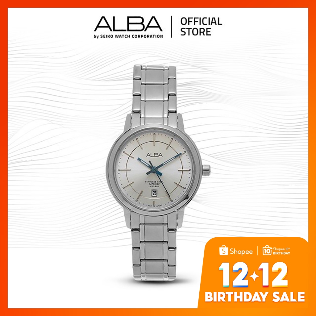 Alba Prestige Jam Tangan Wanita AH7G87 / AH7G87X1 Sapphire Quartz Silver Dial Stainless Steel Strap 