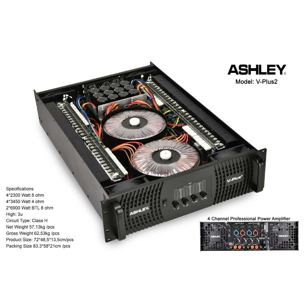 POWER AMPLIFIER ASHLEY V PLUS 2/ V PLUS2 4 Channel CLASS H