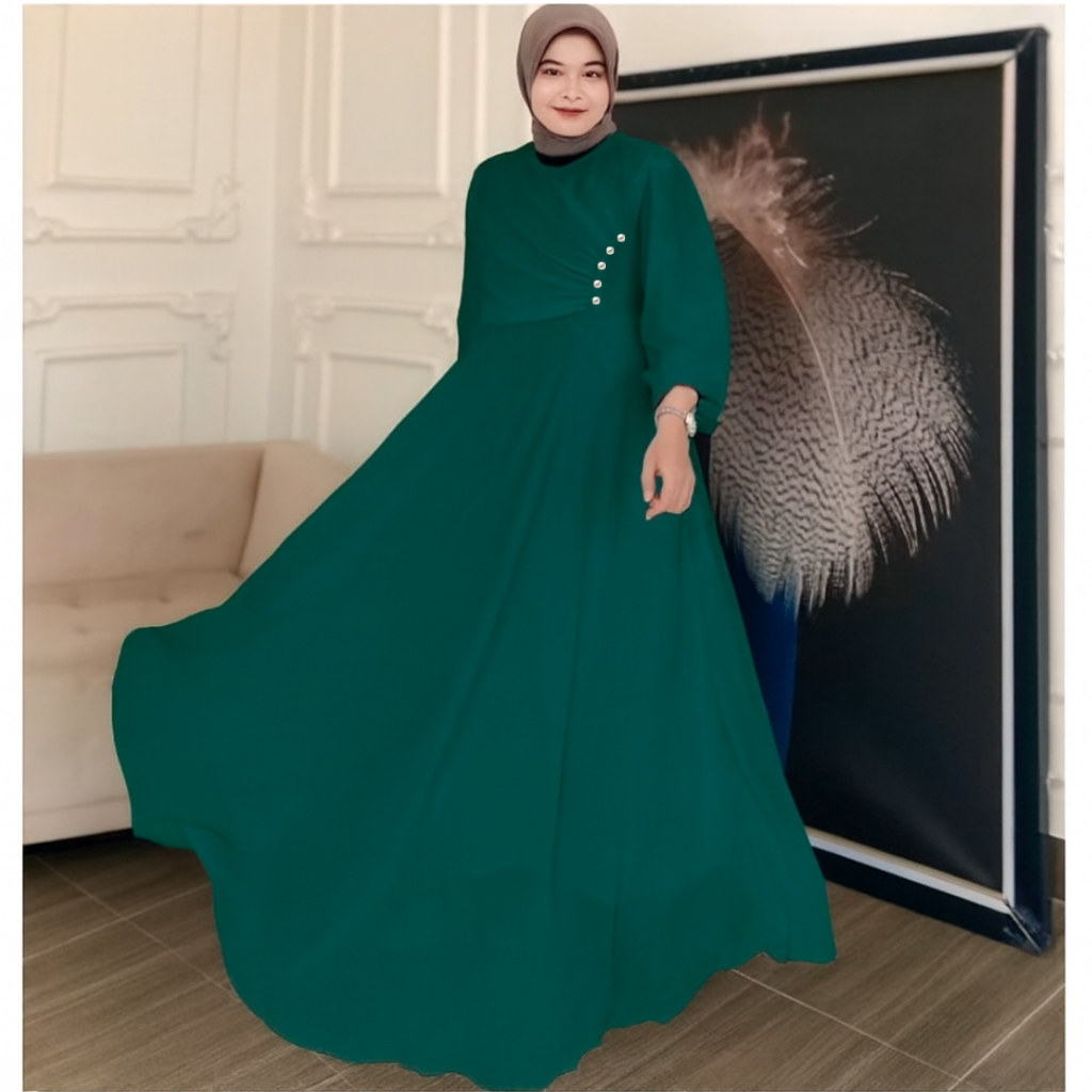 Naomi Dress / Gamis Formal Variasi Mutiara Putih / Gamis Naomi / Gamis Mewah Premium Ceruty Babydoll