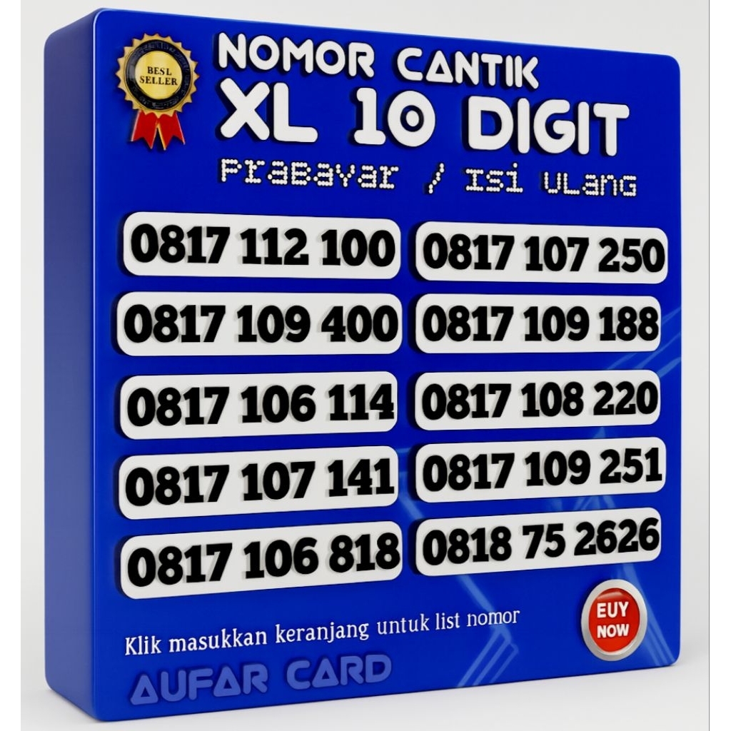 Nomor Cantik XL 10 Digit Prabayar Isi Ulang Reguler Rapi Murah Support 5G 10digit 10dgt