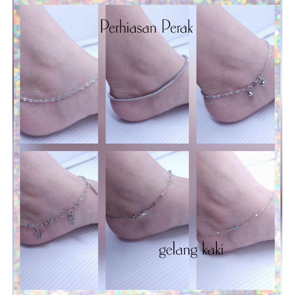 GELANG KAKI WANITA/PERAK ASLI 925 LAPIS MAS ASLI