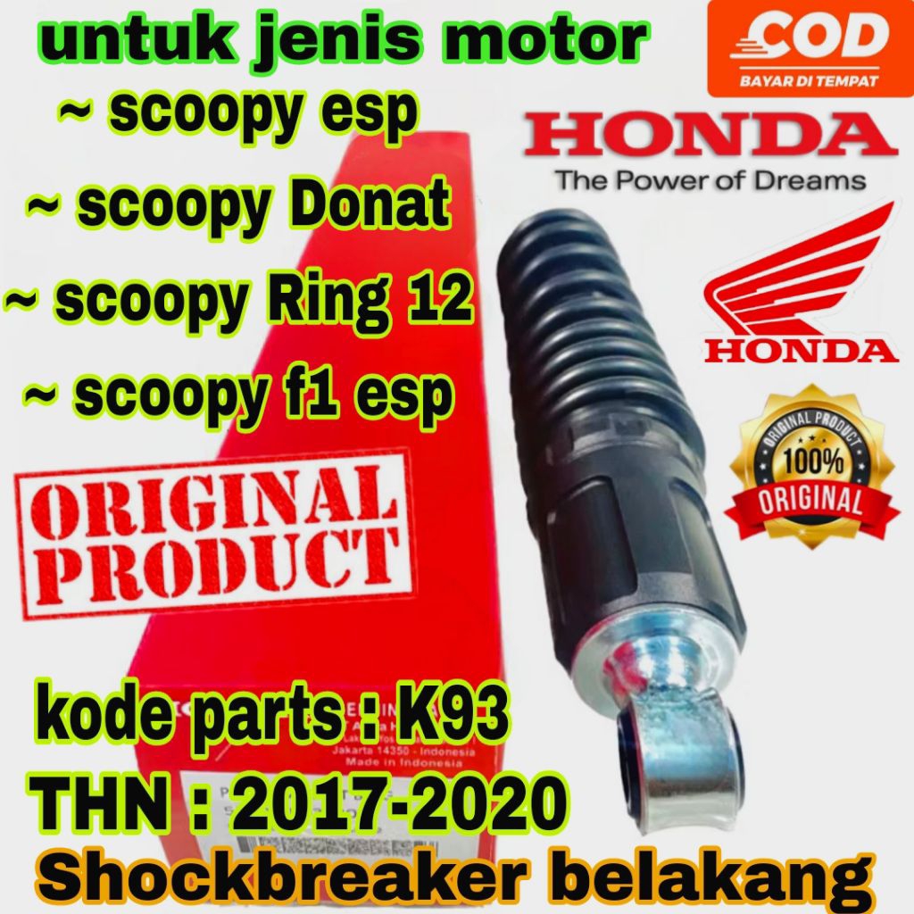 K93 shockbreaker original honda scoopy donat scoopy f1 esp scoopy ring 12 scoopy esp 2017 - 2020 sho