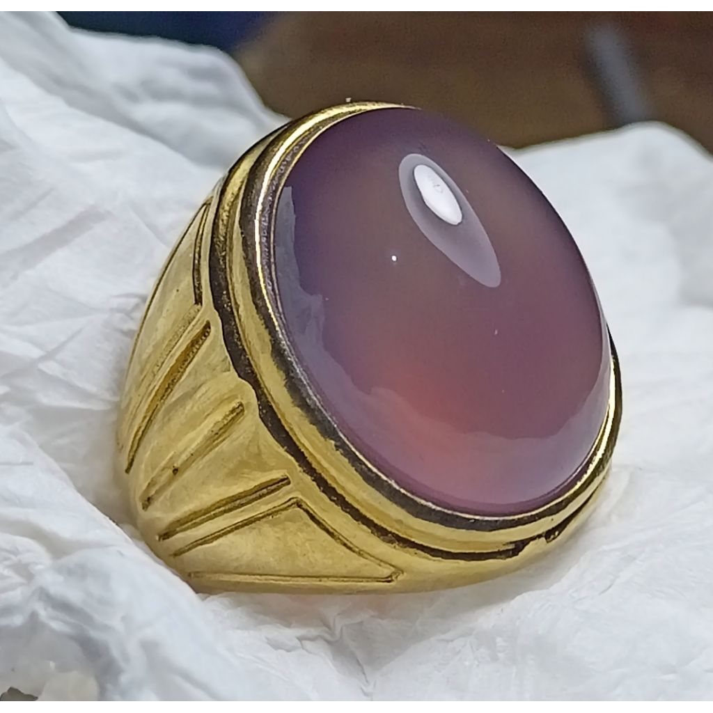 Cincin Batu Akik Natural lavender kristal ori%