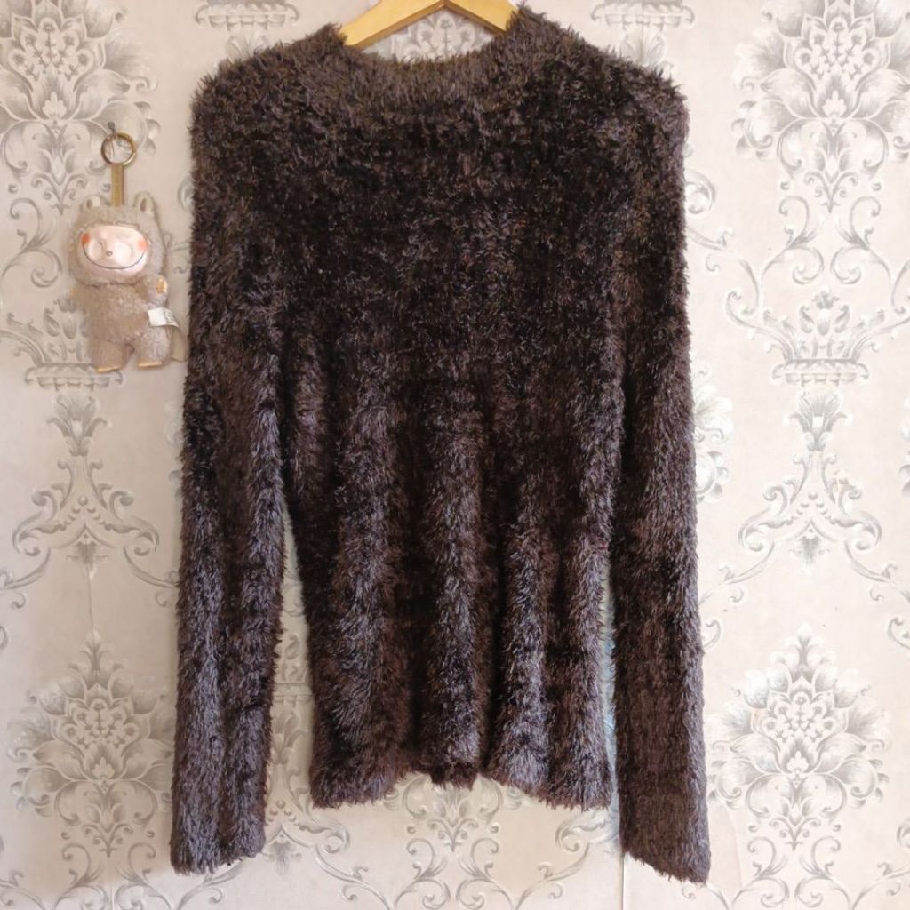 Fuzzy bulu mohair Fuzzy bulu kapas Atasan fuzzy rajut fuzzy premium