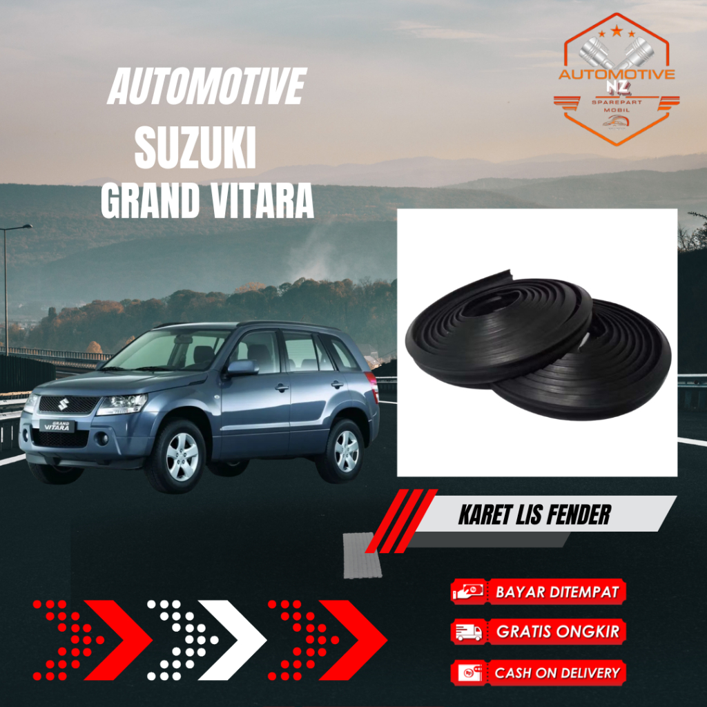 Karet Lis Fender Suzuki Grand Vitara – 1 Set 4 Pcs (Depan & Belakang) Seal Fender GV PNP