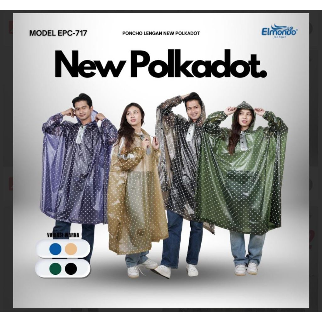 Mantel Hujan / Jas Hujan ELMONDO POLKADOT 717 Ponco Lengan