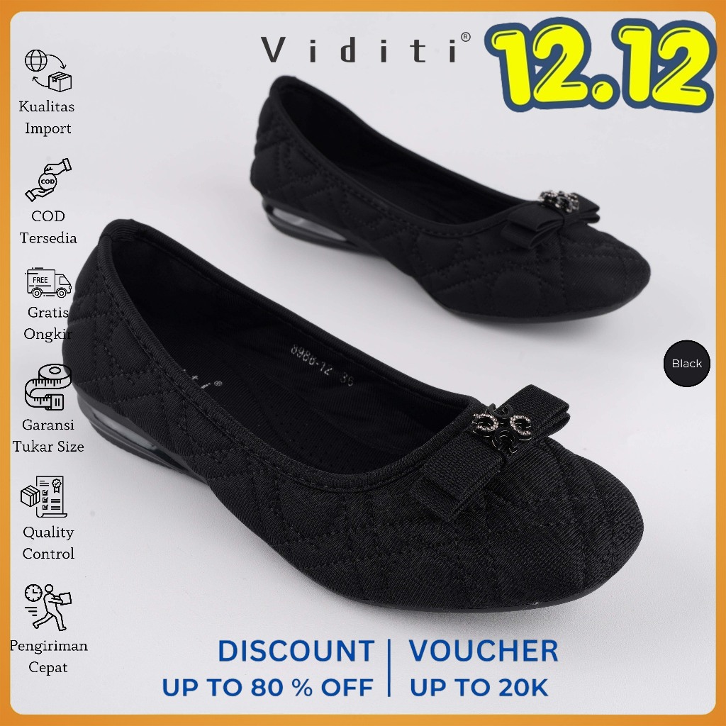 Viditi Rica Flat | Sepatu Import Wanita | Kerja | Kuliah | Lepes | Hitam | Shoes