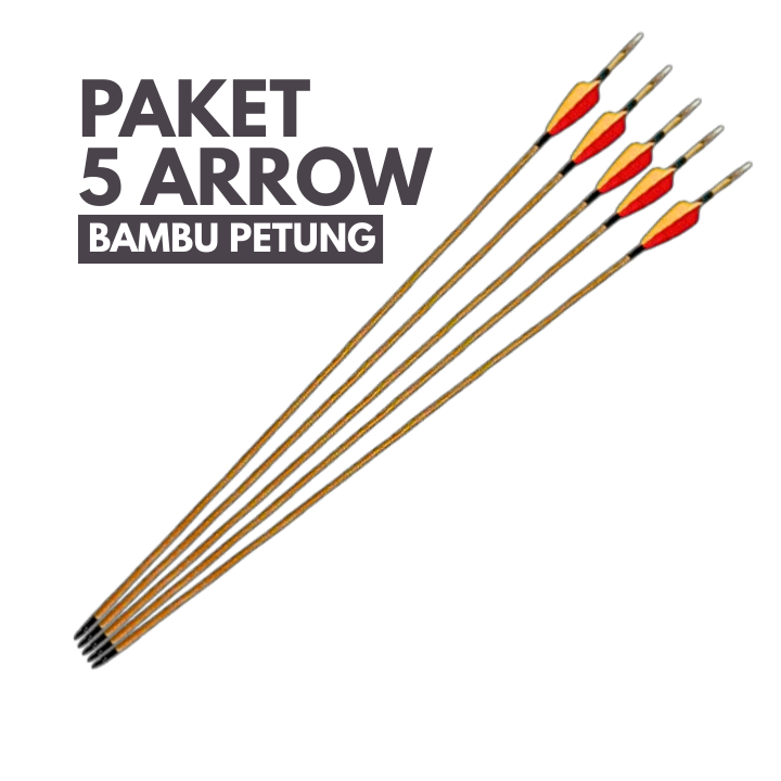 Paket 5 Arrow Bambu Petung 75 cm Diameter 7 mm Stainless Vernis Glossy