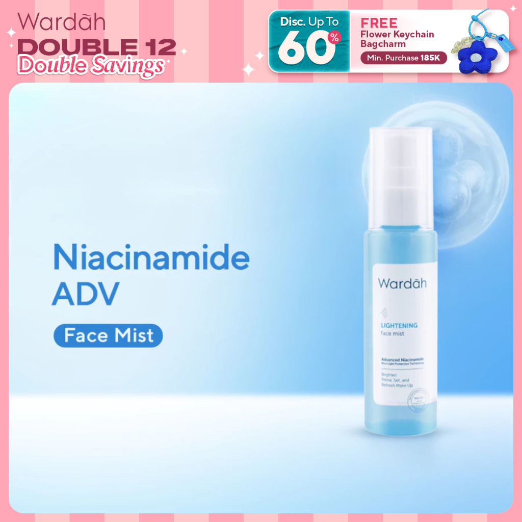 WARDAH Lightening Face Mist 60 ml - Face Mist 3-in-1 dengan 4X Niacinamide Advanced - Mencerahkan Ku