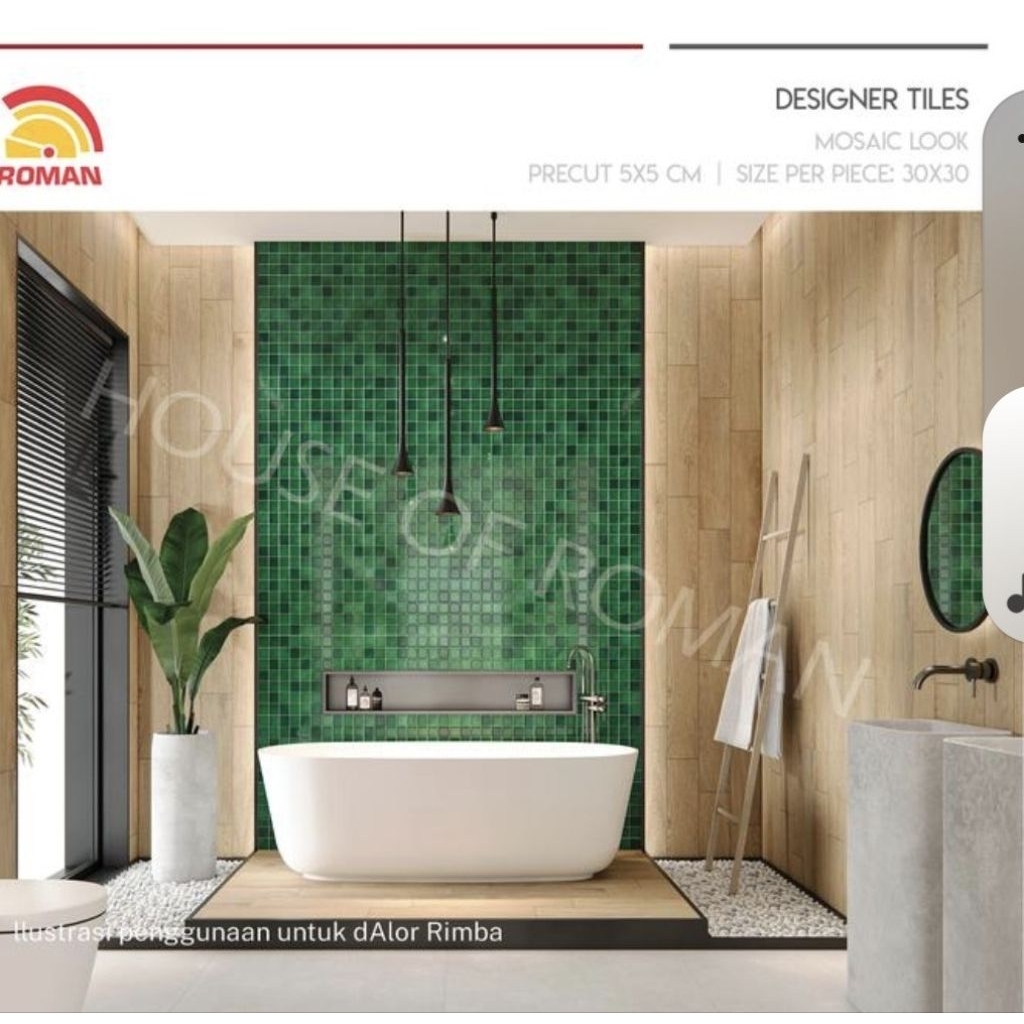 Keramik Roman Hijau 30x30 Mosaic PW3305057004 Pre Cut dAlor Rimba