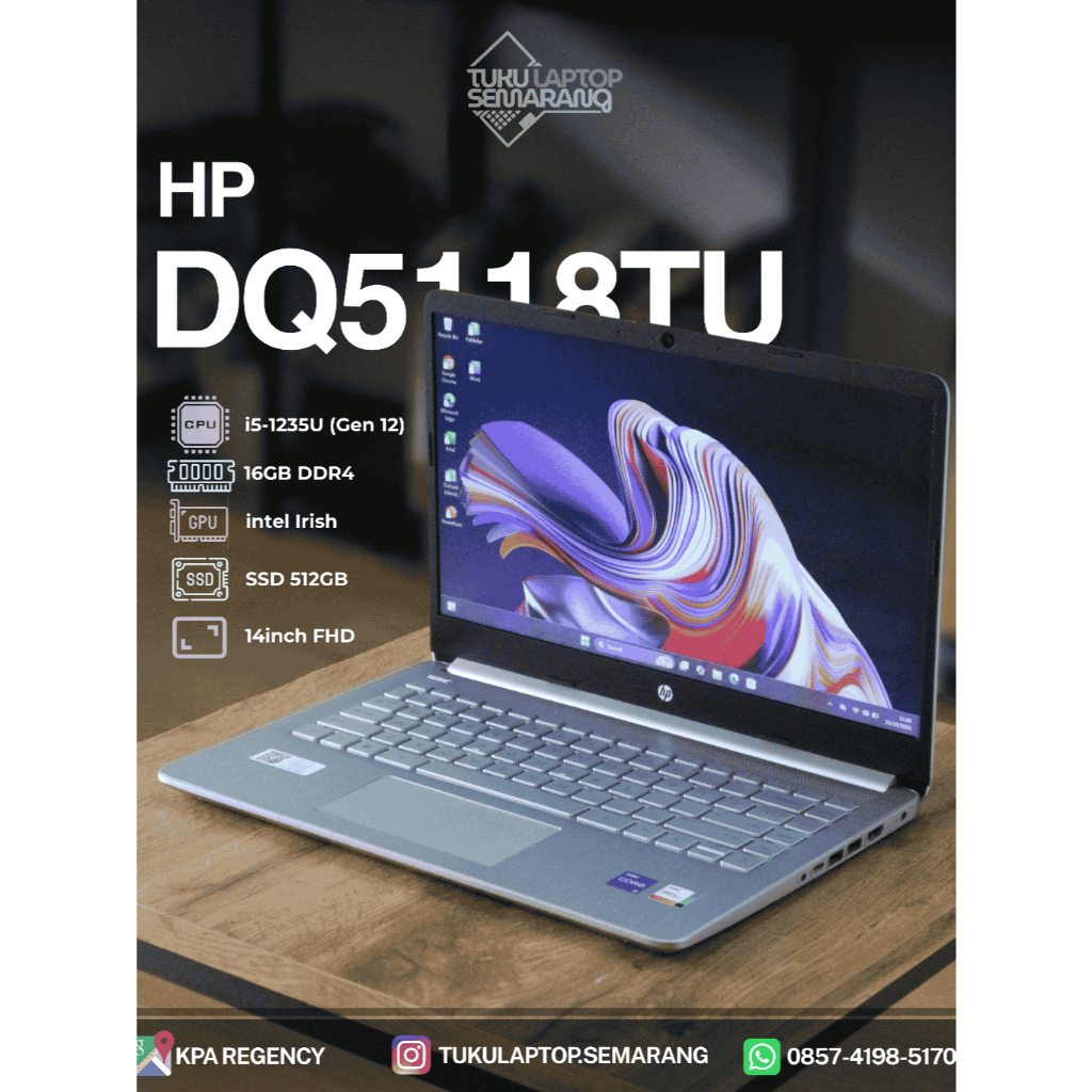 Laptop HP i5 Gen 12 16GB 512GB Garansi resmi