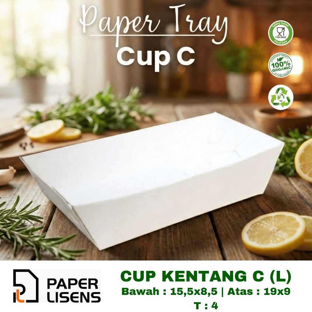 (100pcs) Cup Kentang C Motif/ Kotak Cup Kentang / Food Paper tray / Kotak toast / Kotak Snack / Pape