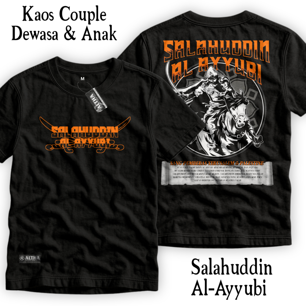 Kaos Distro Couple Keluarga Altha Islami Salahuddin Al-Ayyubi - Baju Atasan Couple Dewasa & Anak