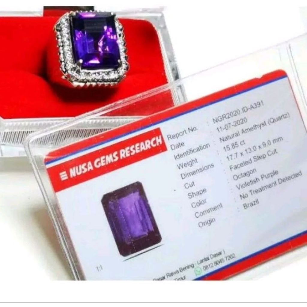 Batu permata natural kecubung amethyst + memo