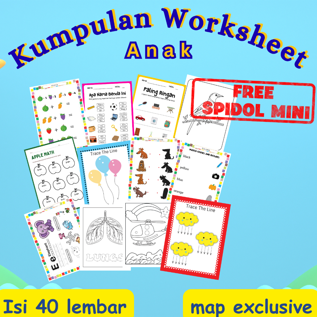 Worksheet Lembar Kerja Buku Kegiatan Edukasi Anak Isi 40 Lembar Lengkap Coding Tracing Mewarnai Berh