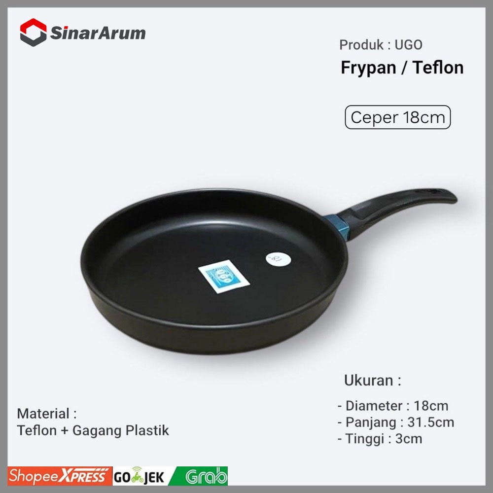 Teflon Frypan / Teflon Wajan Penggorengan Ceper UGO 18"