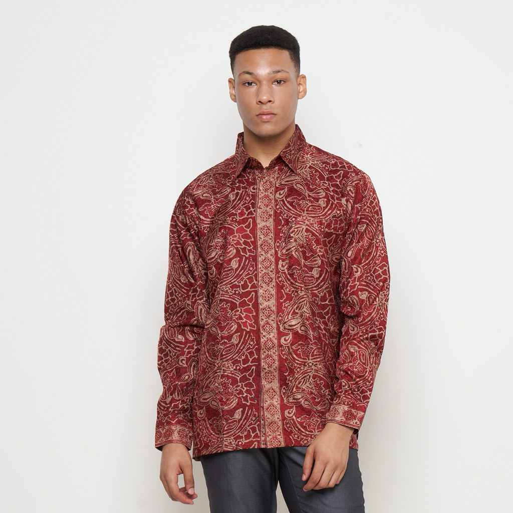 Kalihati - Kemeja pria LR01 | Baju Batik Cap Tulis Bahan Viscose Modern Lengan Panjang