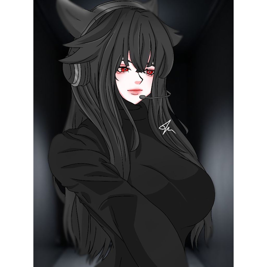 commission art half body anime art style