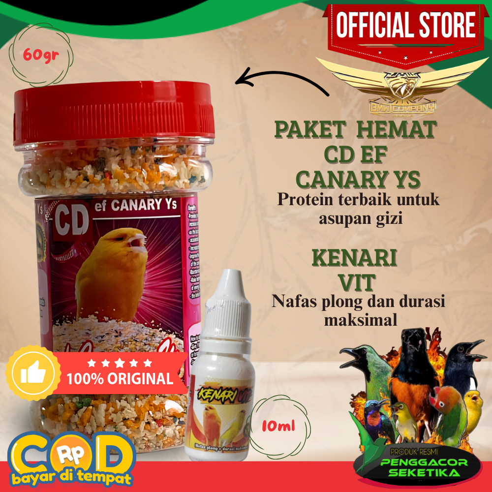 [Paket Hemat] CD Ef Canary 60g + Kenari VIT 15ml Vitamin Nutrisi Burung Kenari