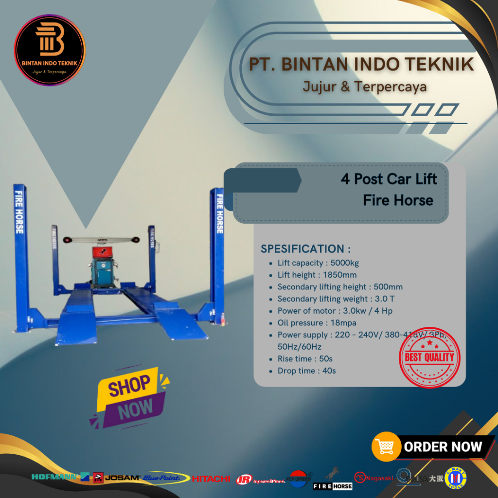 Four Post Car Lift / hidrolik 4 tiang / hidrolik Fire Horse