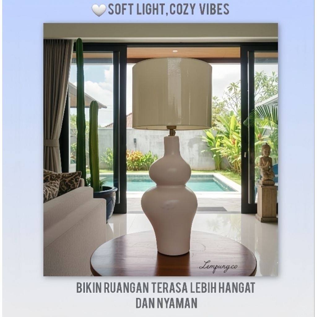 Lampu Meja Keramik Estetik – Lampu Tidur Minimalis Dekorasi Kamar