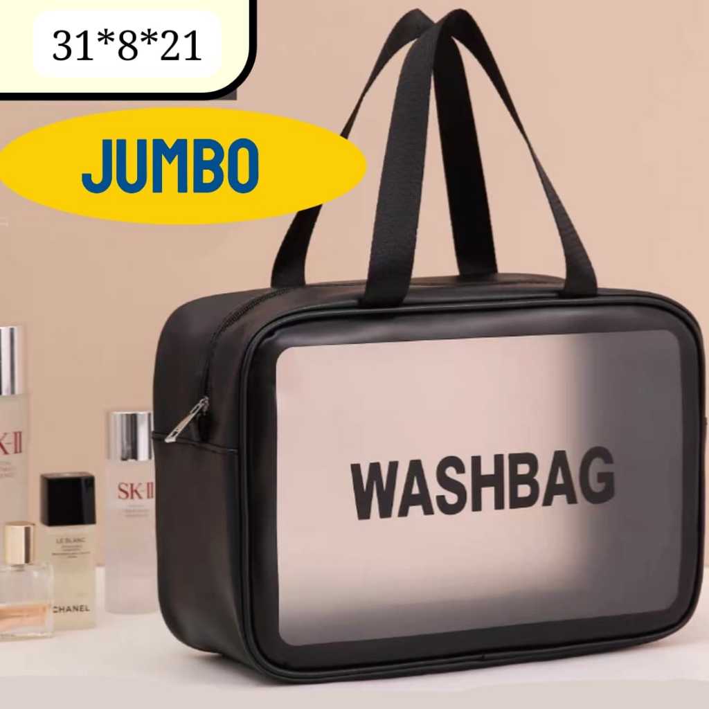 Mamamia.lim Travel Makeup Anti Air Tas Kosmetik Organizer Traveling Transparan Bag Alat Mandi