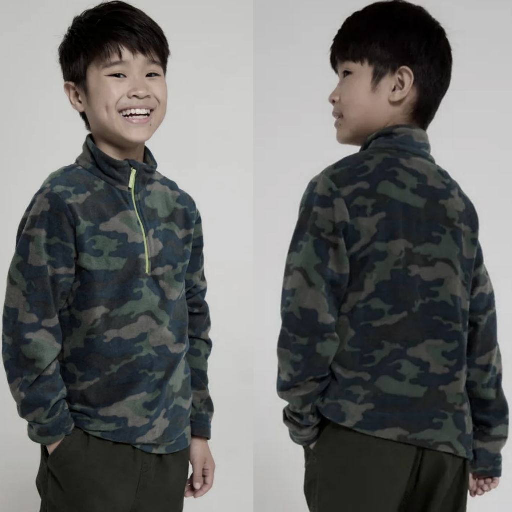 Army camo pattern turtleneck half zipper jacket / jacket anak branded / jaket anak terbaru