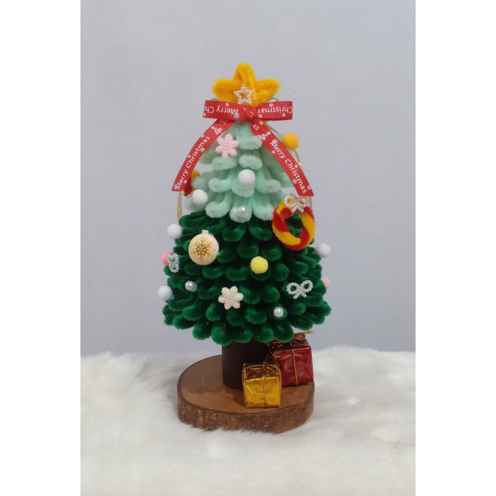 Pohon natal mini/ mini christmas tree / miniatur pohon natal, pohon natal kawat bulu